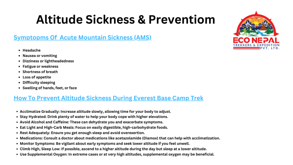 Altitude Sickness and Its Preventive on Everest Base Camp Trek