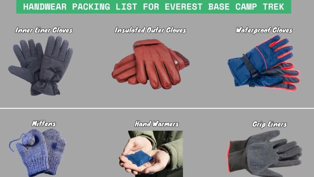 Handwear Packing List For Everest Base Camp Trek