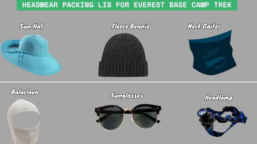 Headwear Packing Lis For Everest Base Camp Trek