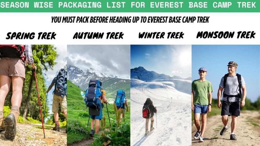 Season Wise Packaging List For Everest Base Camp Trek
