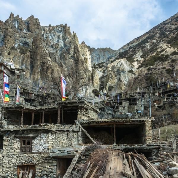 Stone house in langtang valley
