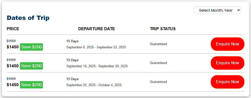 How to Book a Trip With Eco Nepal Trekkers 1 Choose Your Preferred Departure Date