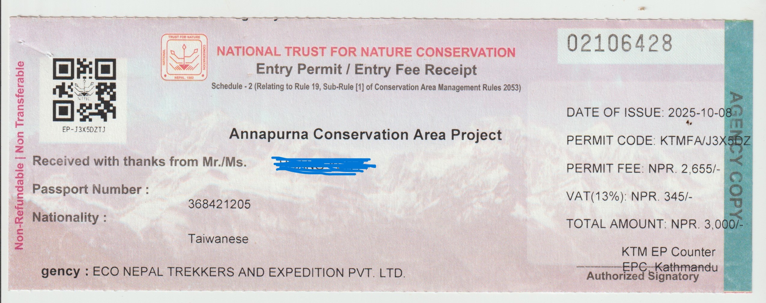 Annapurna Conservation Area Permit