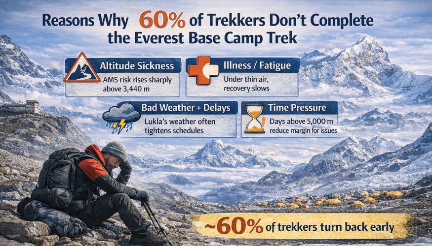 Reasons Why 60% Trekkers Fail to Complete the Everest Base Camp Trek 1 Altitude sickness is reason trekkers turn back from Everest Base Camp