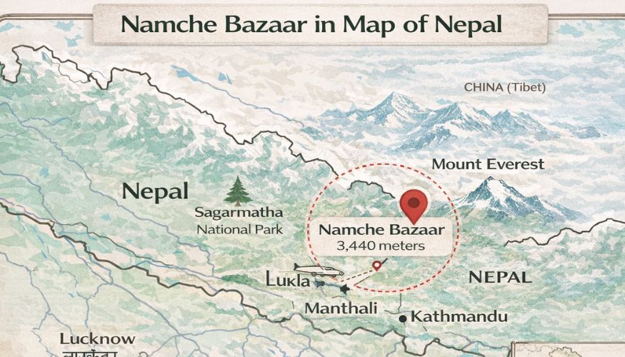 Namche Bazaar In Map Of Nepal