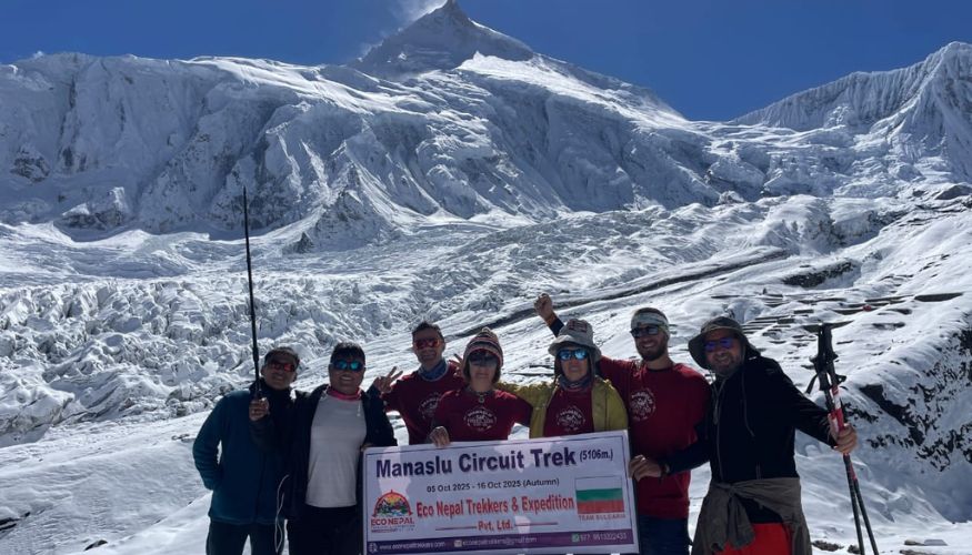 Eco Nepal Trekkers Team at Manaslu Base Camp