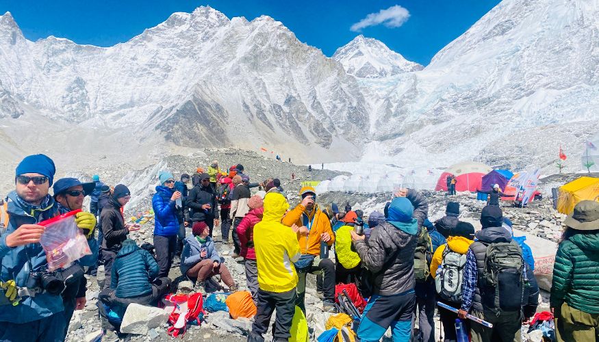 Trekkers at Everest Base Camp