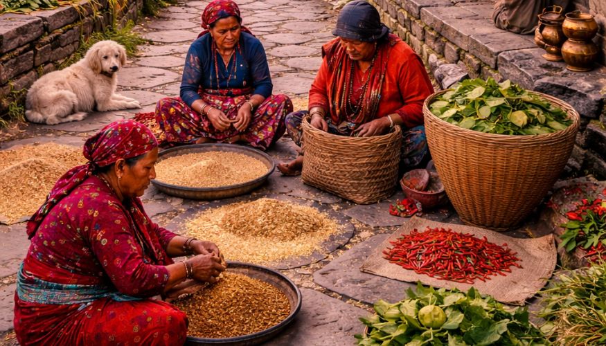 Village life in the Annapurna mountains