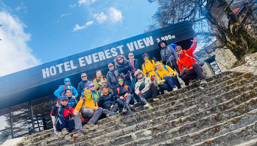 Our Guide with Guests along the Everest Base Camp Trek