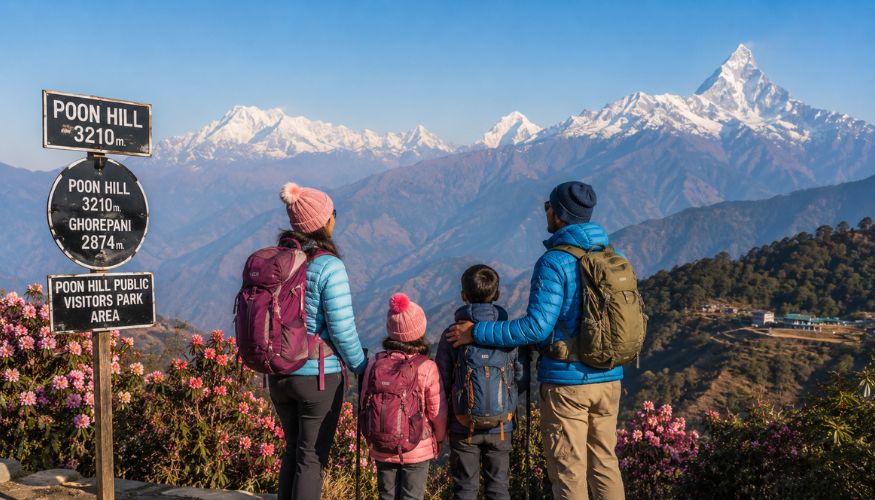 Family Group are Heading to Ghorepani Poonhill