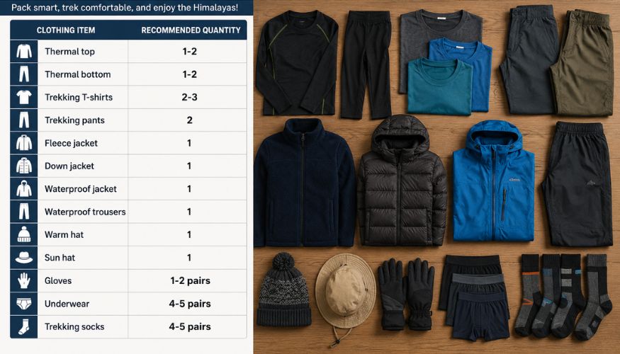 Clothing Packing List for Annapurna Base Camp