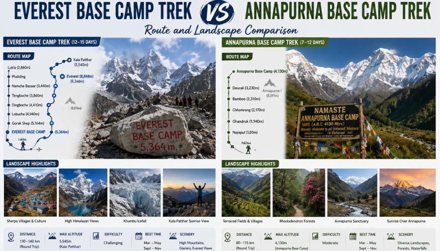 EBC and ABC Trek Route with Landscape