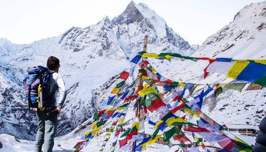 Our Guest at Annapurna Base Camp with Lightweight Backpack