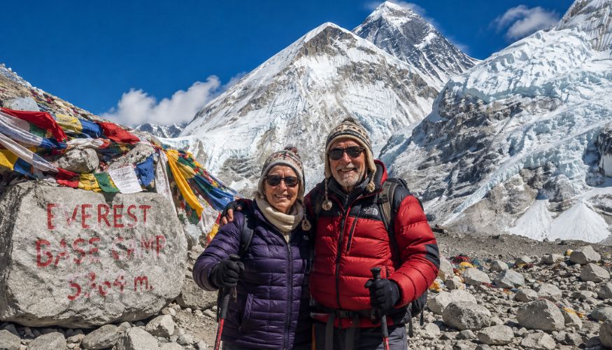 Everest Base Camp Trek For Senior citizen 2 Senior Citizens at Everest Base Camp Nepal