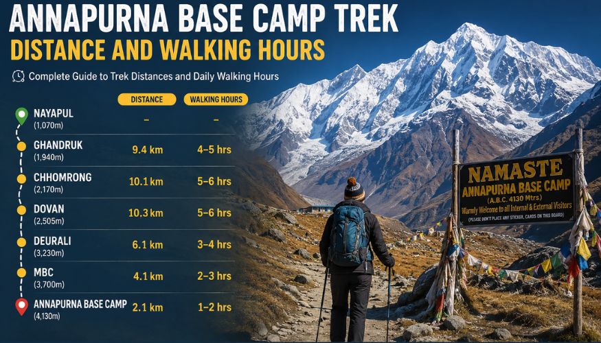 Annapurna Base Camp Trek Distance and Walking Hours 