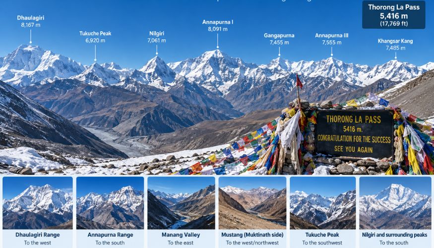 Thorong La Pass 3 Annapurna and Dhaulagiri ranges Mountain Views From Thorong La