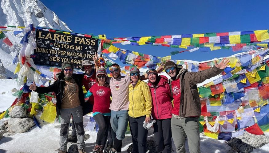 Our Clients at Top of the Larke Pass, 5106 m above sea level